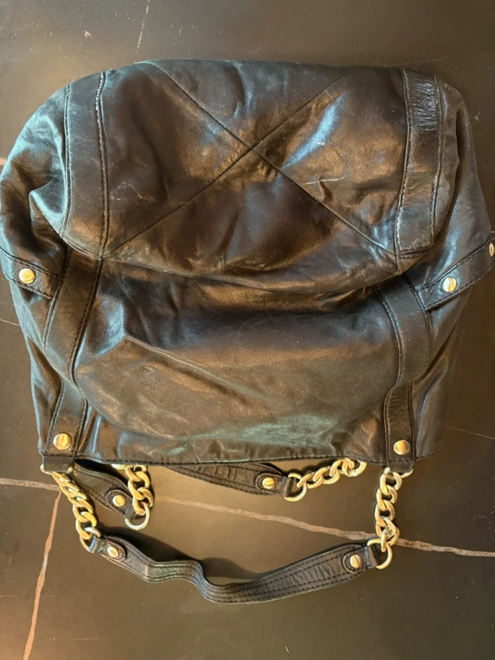 Garage Blowout Michael Kors Black Leather Gold Chain Shoulder Bag